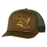 Trucker-style cap with ’Whiskey Myers’ and a flying duck logo embroidered on the front.