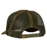 Camouflage-patterned trucker-style baseball cap with a mesh back panel.