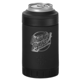 Black insulated can cooler with ’Whiskey Myers’ logo.