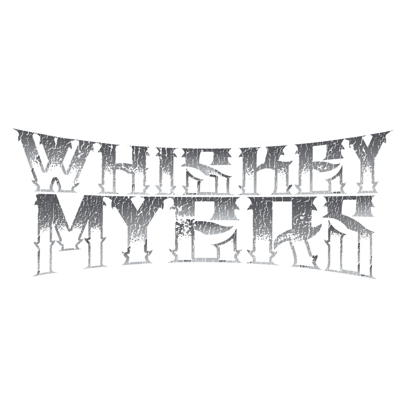 Stylized text reading ’WHISKEY MYERS’ with a reflective mirrored effect.