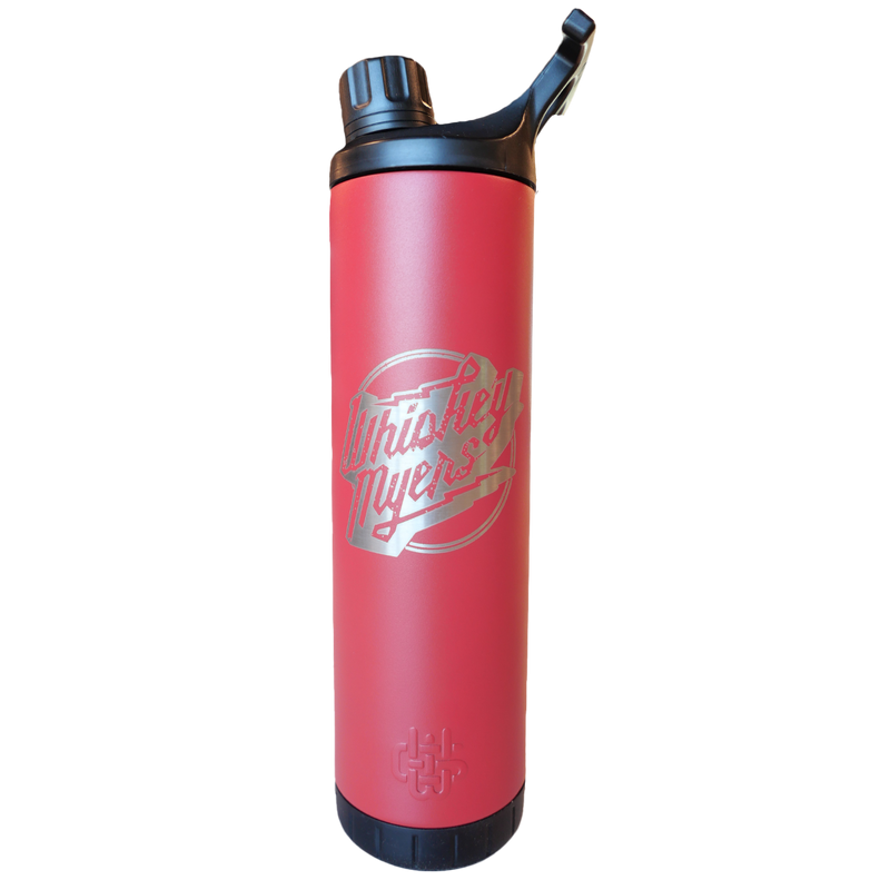 Red insulated water bottle with ’Fatboy’s’ logo.